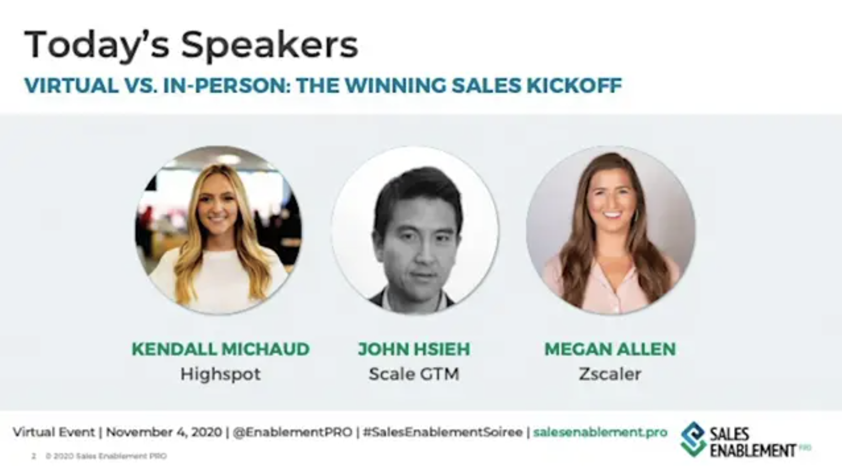 ImageSales Enablement Soirée: Virtual Vs. In-Person: The Winning Sales Kickoff, Fall 2020 